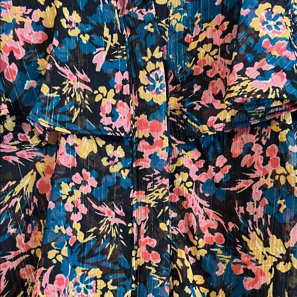 MISA Floral Ruffled Black Blouse size xs NWT - Picture 3 of 4